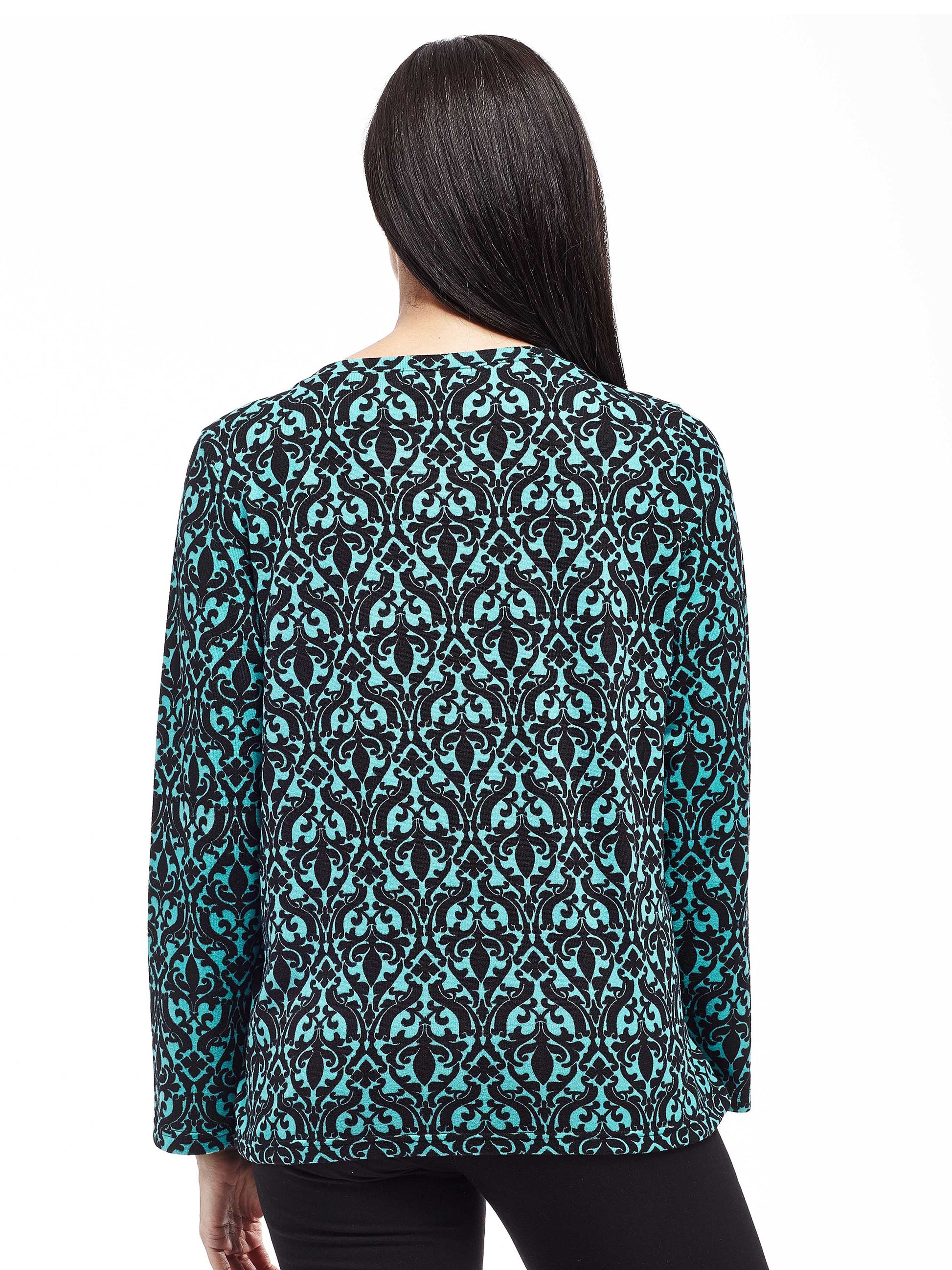 La Cera Baroque Print Pullover Top - La Cera