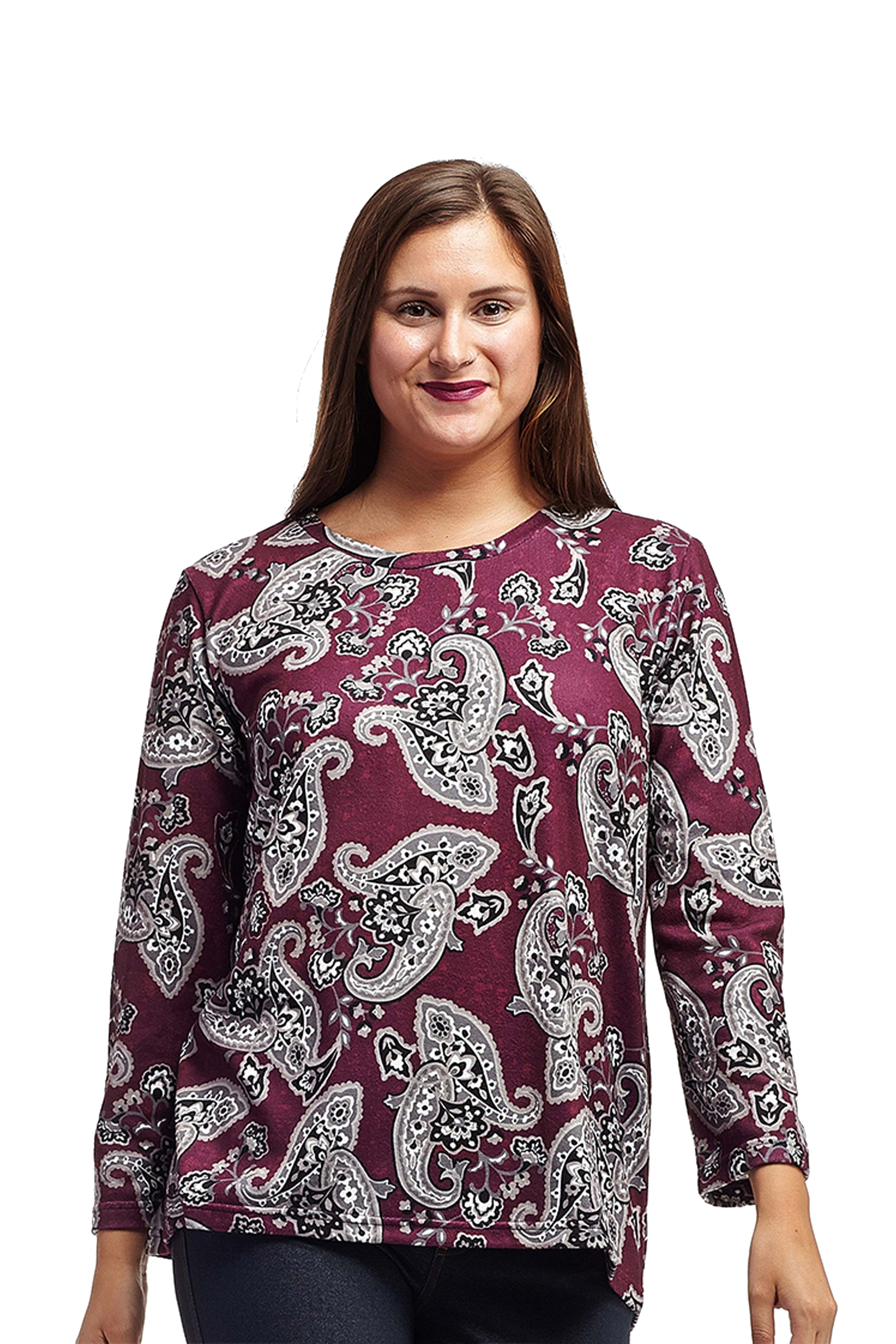 La Cera Paisley Pullover Top - La Cera