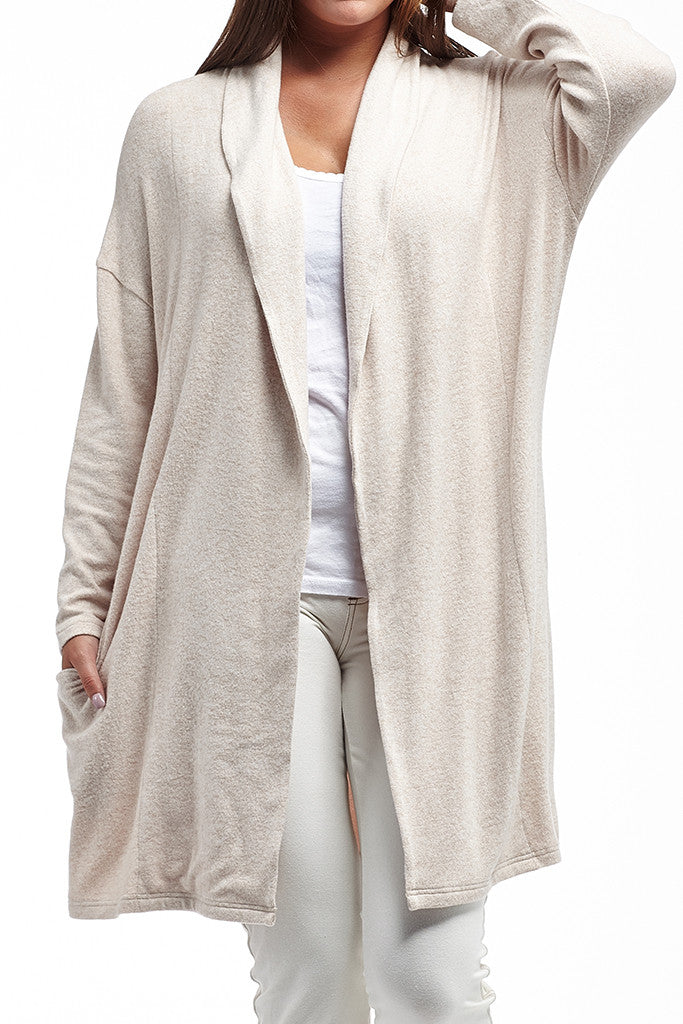 La Cera Shawl Collar Long Cardigan - La Cera - 3