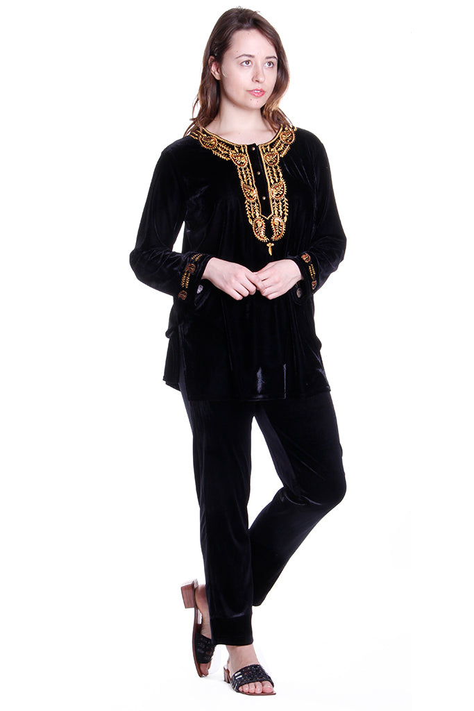 Gold Leaf Velour Plus Size Top - La Cera