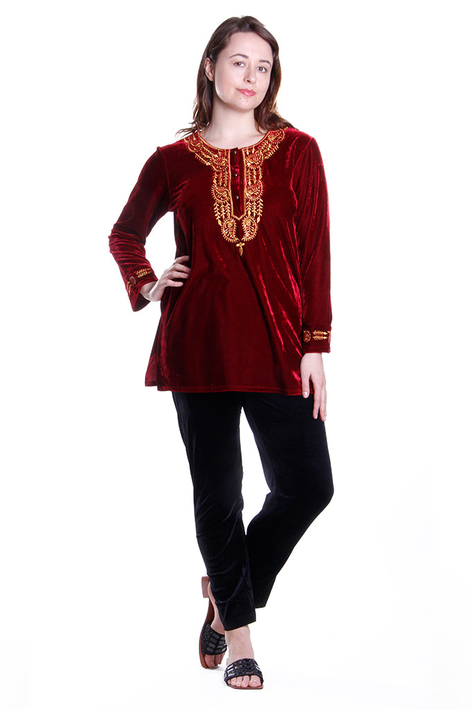 Gold Leaf Velour Plus Size Top - La Cera