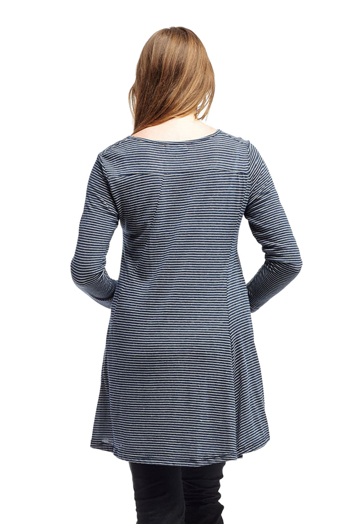 La Cera Asymmetrical Striped Tunic Top - La Cera