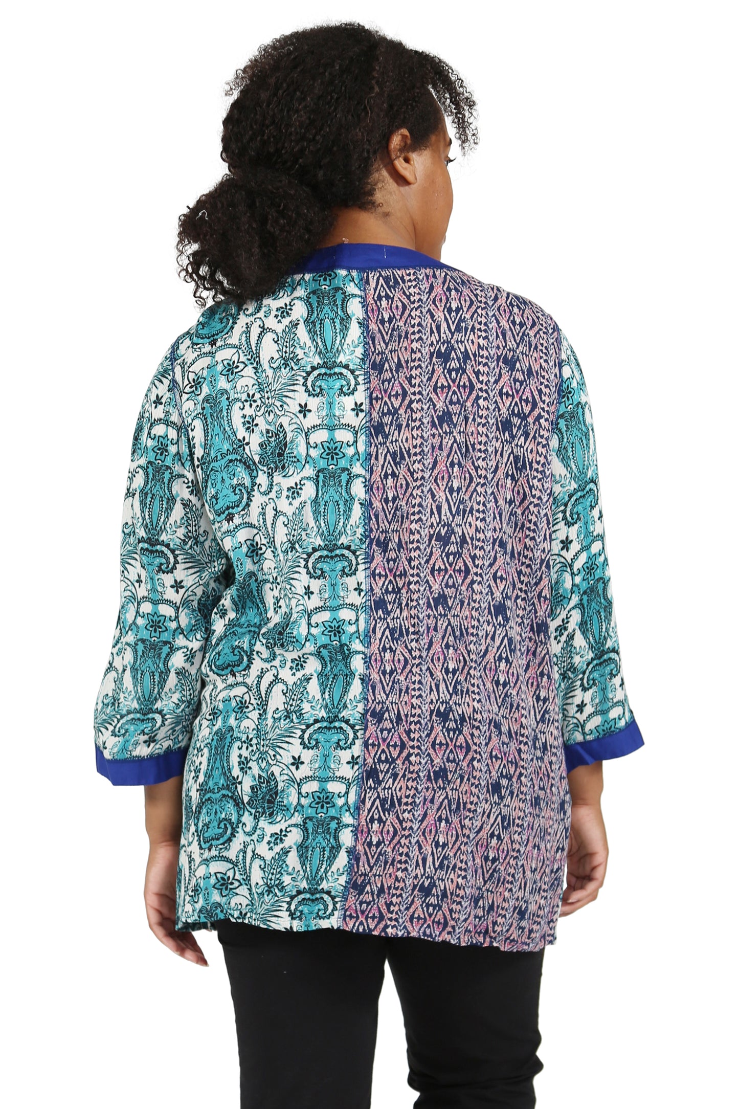 Top de patchwork multicolor azul La Cera talla grande