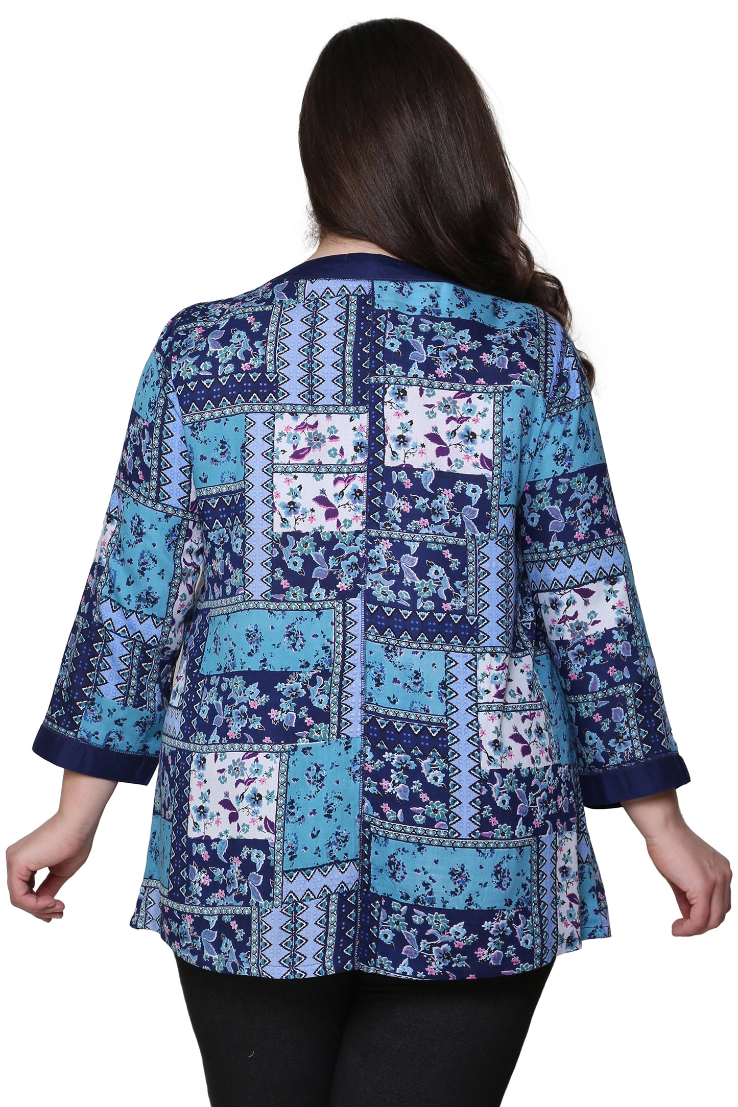 Top de patchwork azul La Cera talla grande