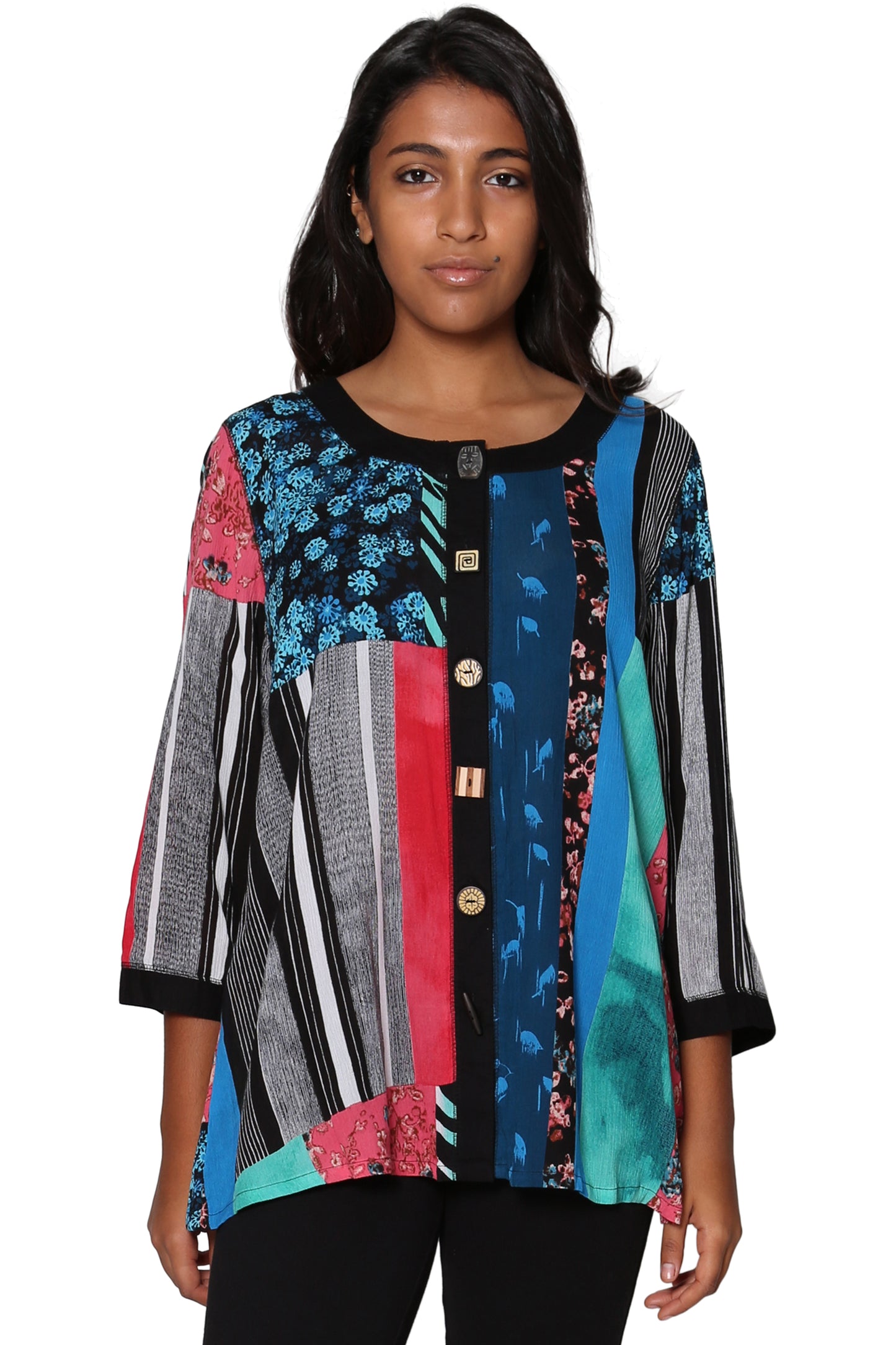 Top de patchwork negro La Cera