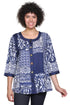 La Cera Navy Patchwork Top - La Cera