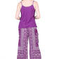 La Cera Rayon Purple and White Printed Capri Pajamas