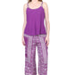 La Cera Rayon Purple and White Printed Capri Pajamas