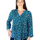 Pleat Front Printed Rayon Top - La Cera