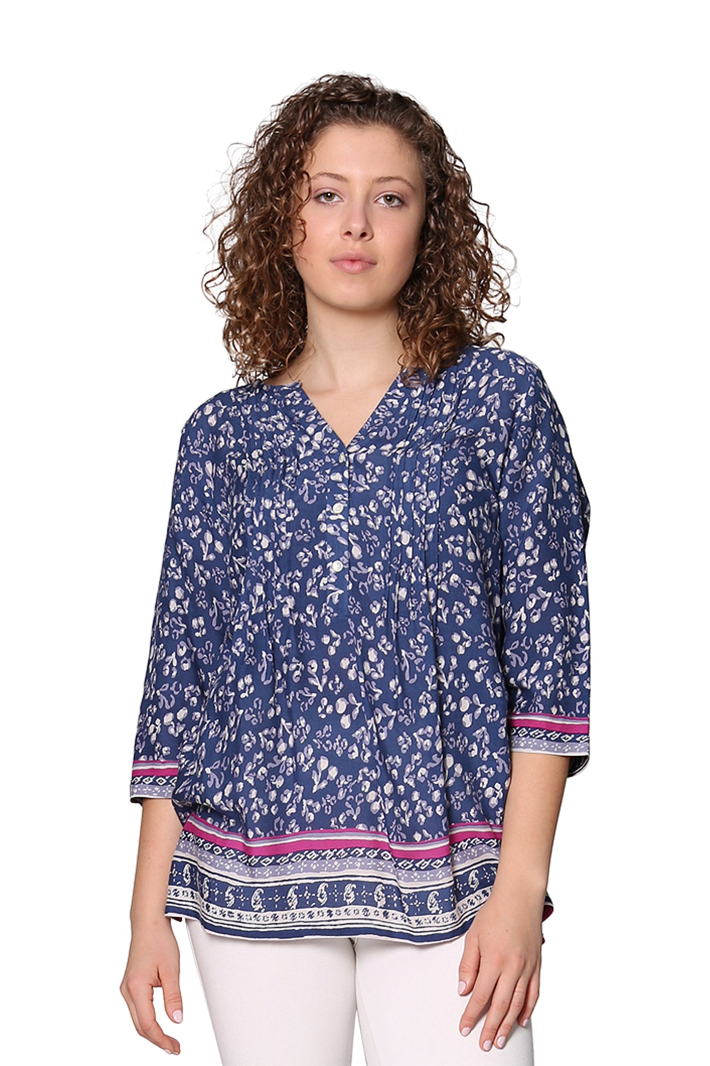 Túnica con estampado de rayón