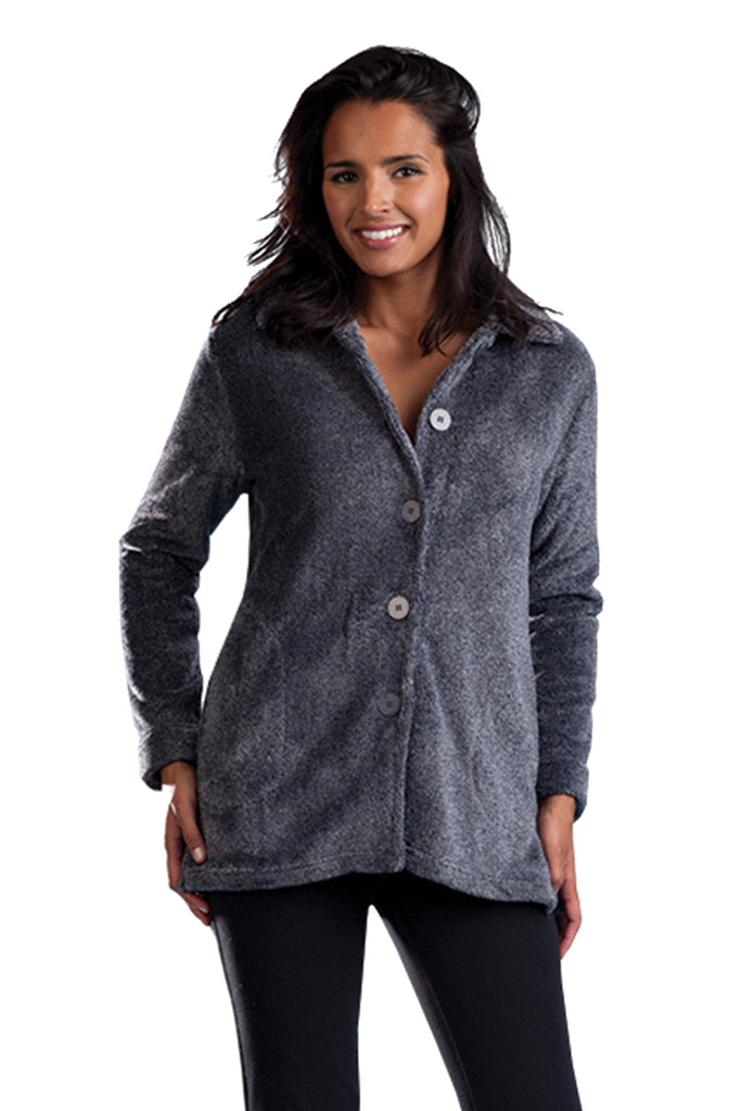 La Cera Plush Heather Fleece Bed Jacket - La Cera