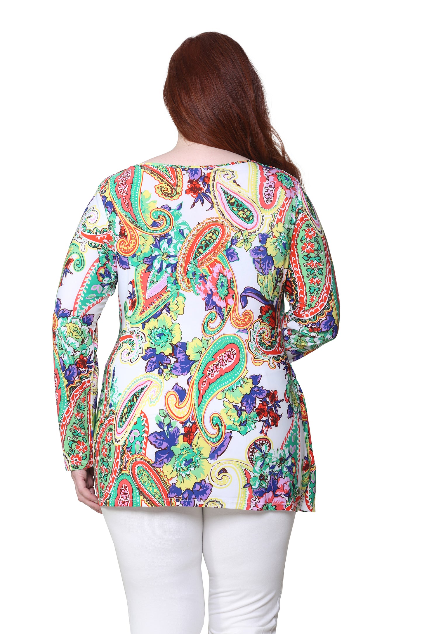 Túnica cruzada con estampado de cachemira - Talla grande