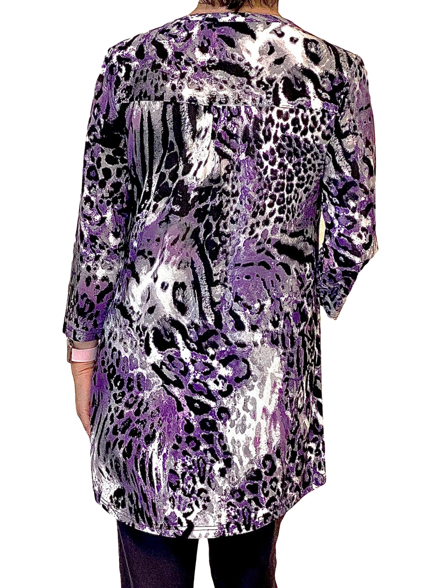 La Cera Pleat Front Animal Printed Tunic - La Cera