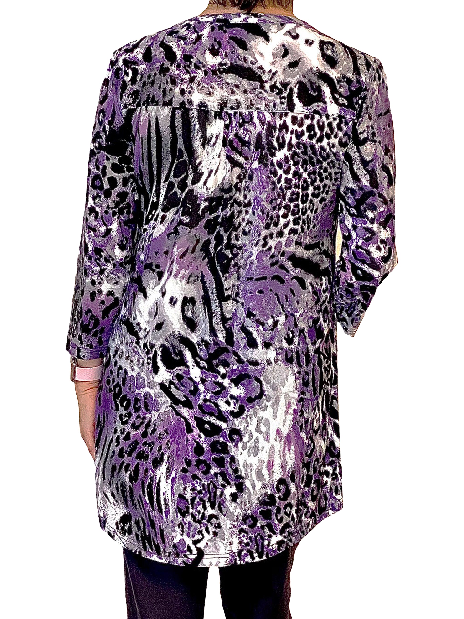 La Cera Pleat Front Animal Printed Tunic - La Cera