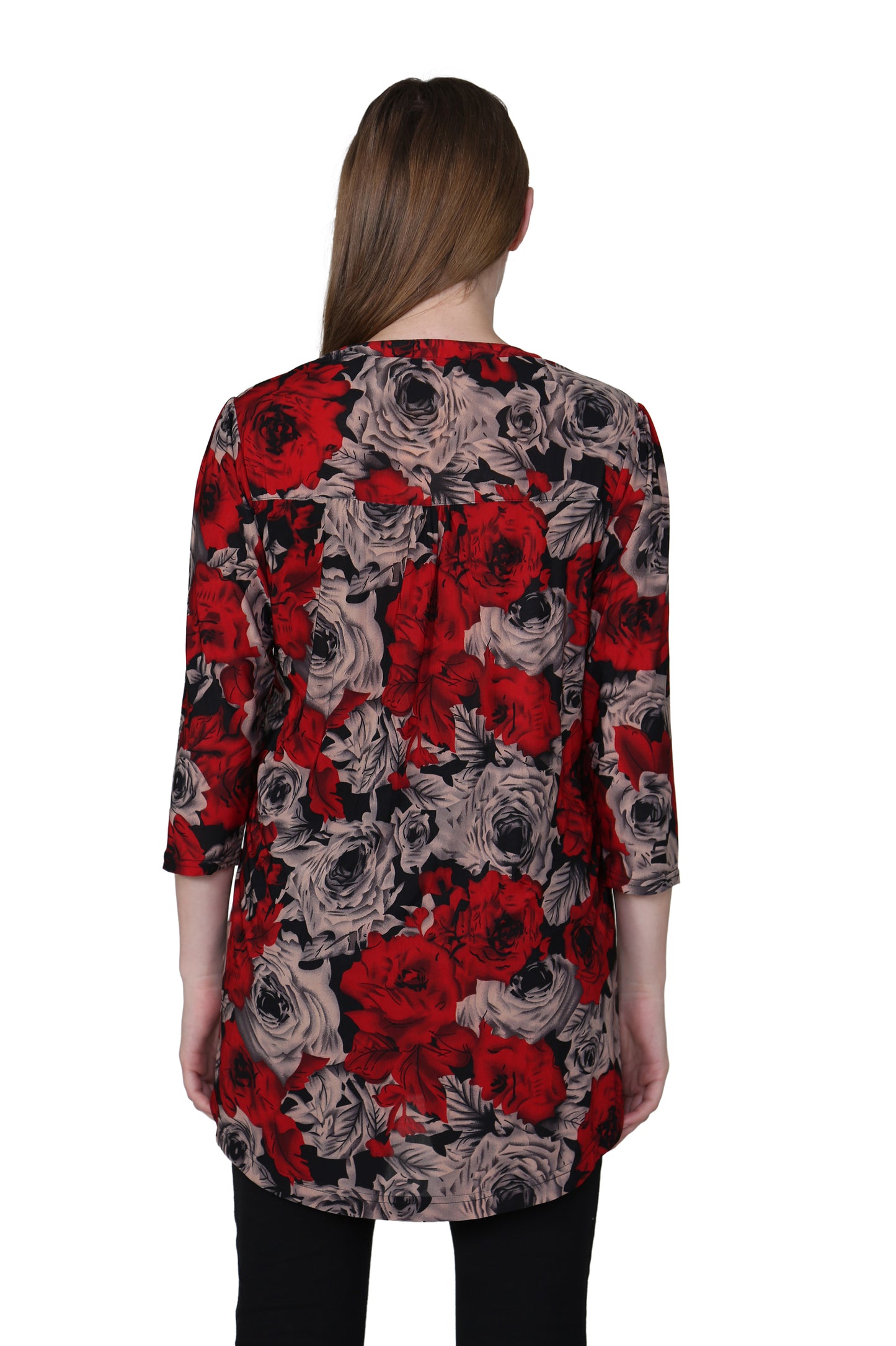 La Cera Midnight Roses Print Tunic - La Cera