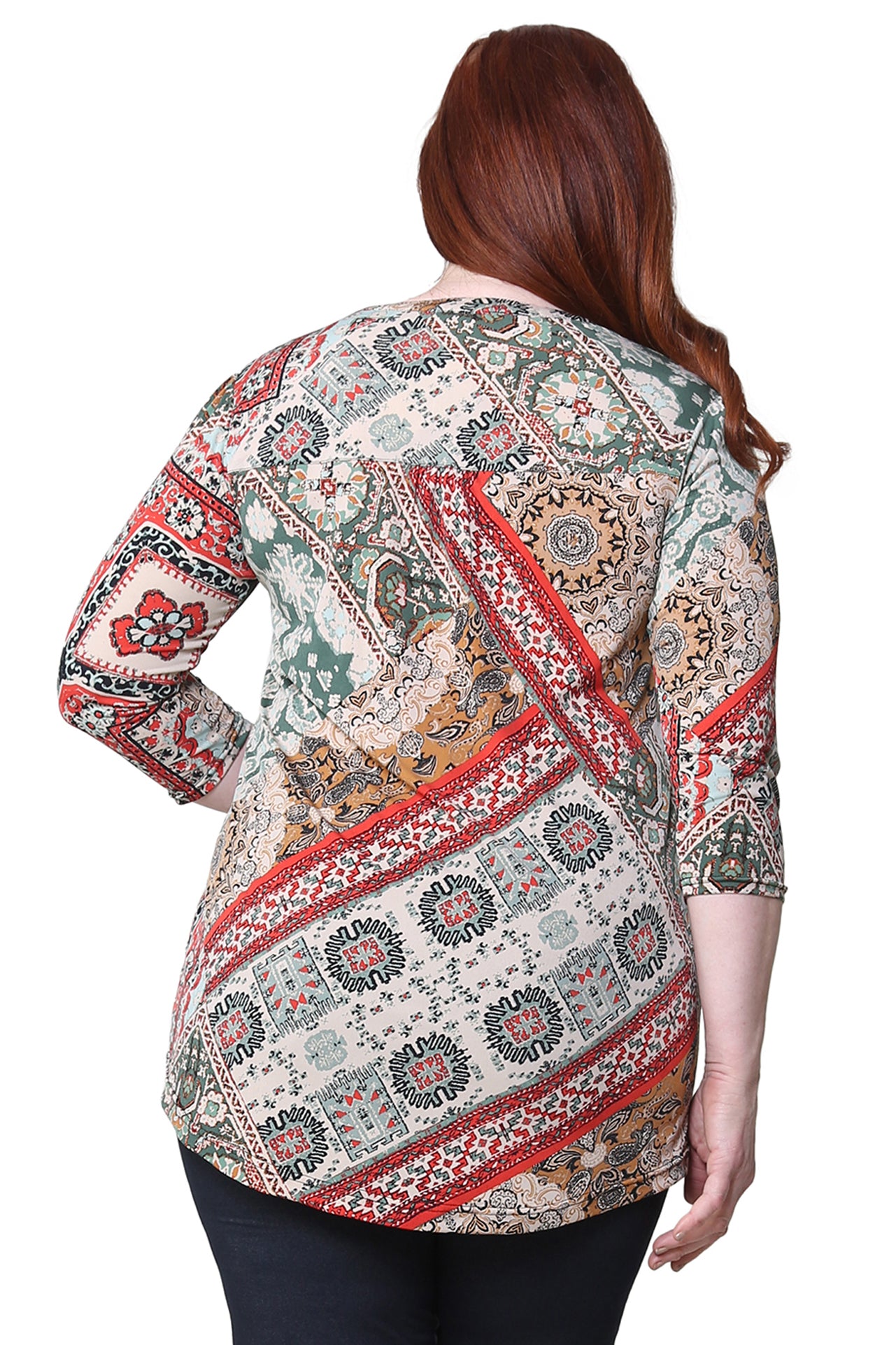 Túnica con estampado de cachemira persa La Cera talla grande