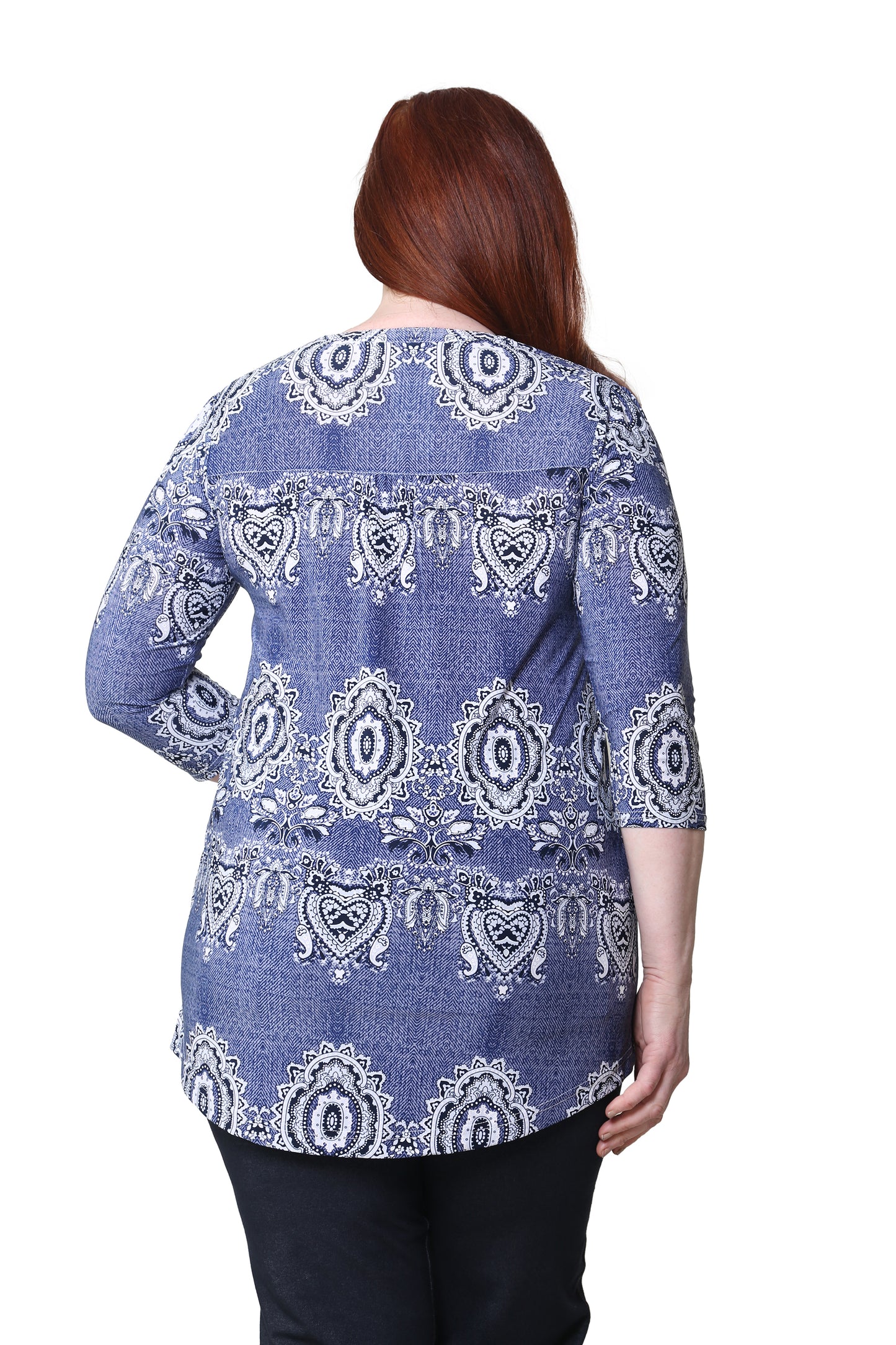 Túnica estampada con frente plisado La Cera de talla grande