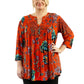 Plus Size La Cera Mandarin Floral Print Tunic