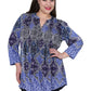 Plus Size La Cera Pleat Front Printed Tunic Blue Multi - La Cera