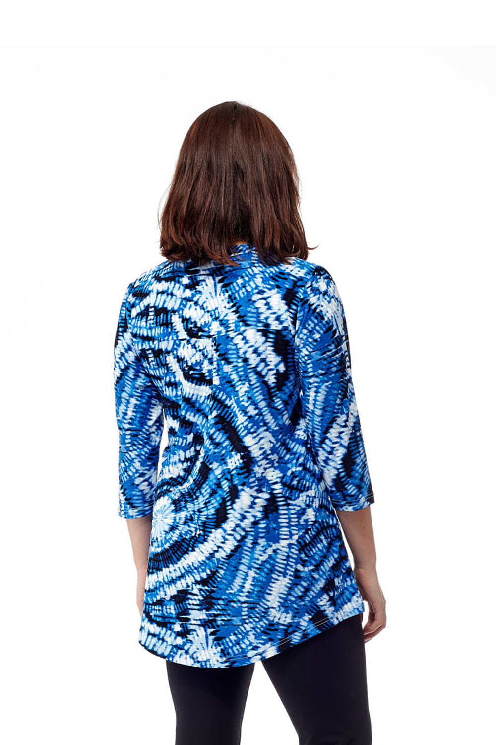 Túnica estampada con frente plisado La Cera talla grande azul Tie-Dye