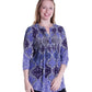 La Cera Pleat Front Printed Tunic Blue - La Cera