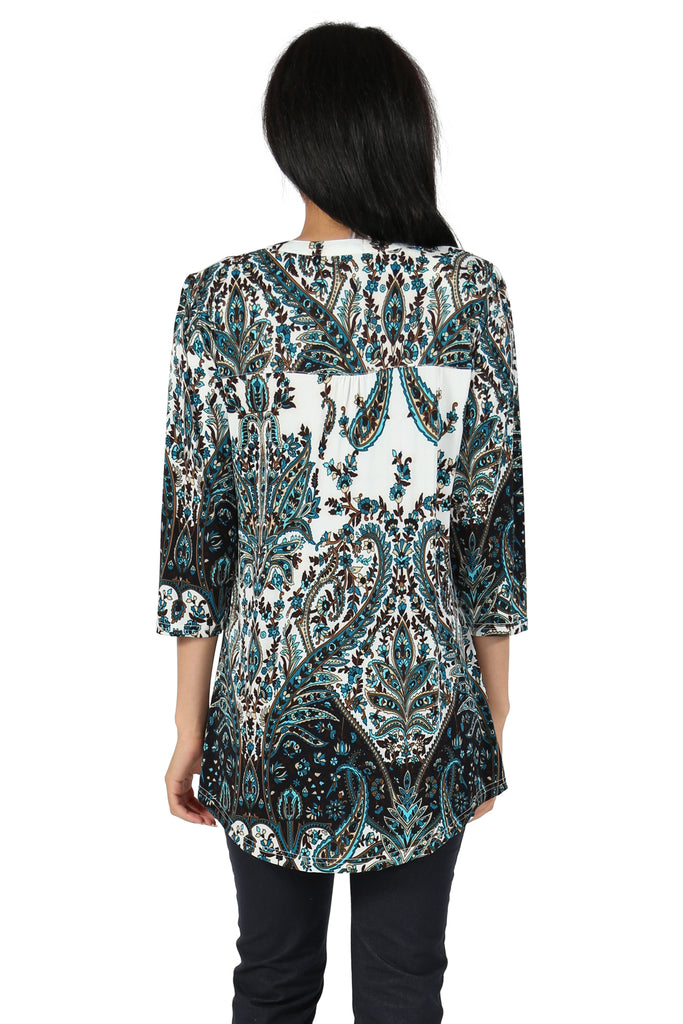 La Cera Pleat Front Paisley Tunic - La Cera