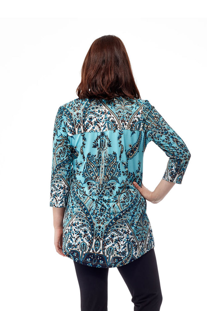 La Cera Pleat Front Paisley Tunic - La Cera