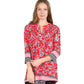 La Cera Pleat Front Printed Tunic With Border Print - La Cera