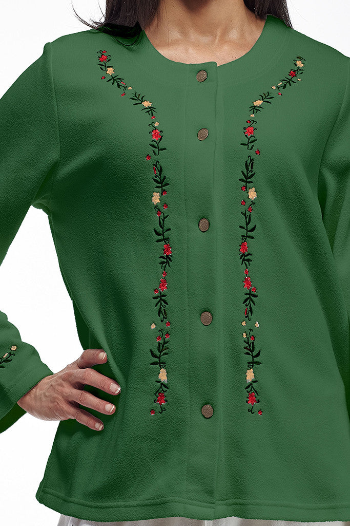 La Cera Embroidered Fleece Jacket - La Cera - 4