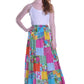 Vibrant Patchwork Tiered Maxi Skirt