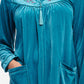 La Cera Zip Front Embroidered Yoke Robe - La Cera - 2