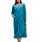 La Cera Zip Front Embroidered Yoke Robe - La Cera