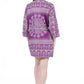 La Cera Rayon Purple and White Printed Robe