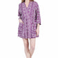 La Cera Rayon Purple and White Printed Robe