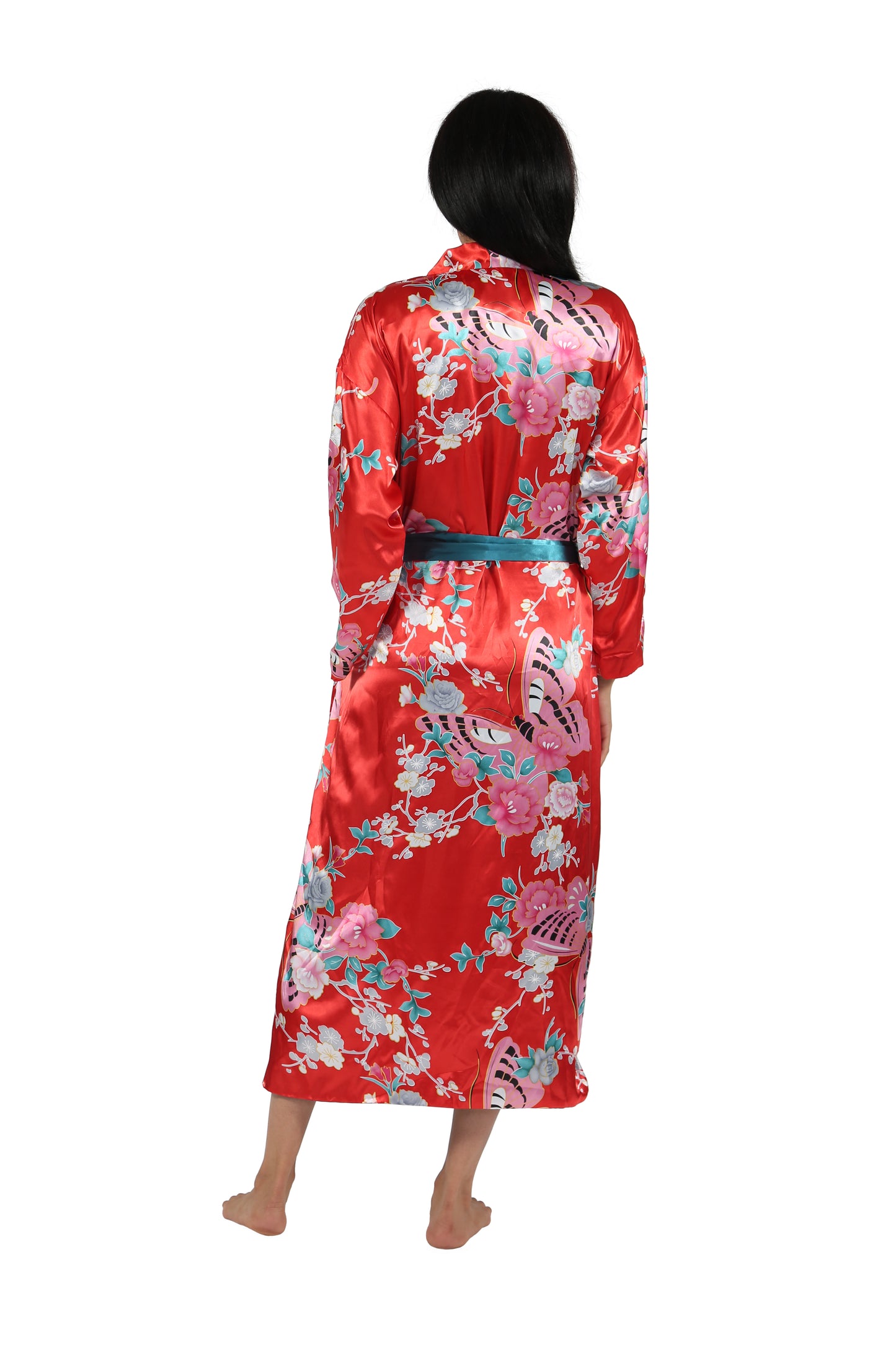 Bata reversible de satén floral