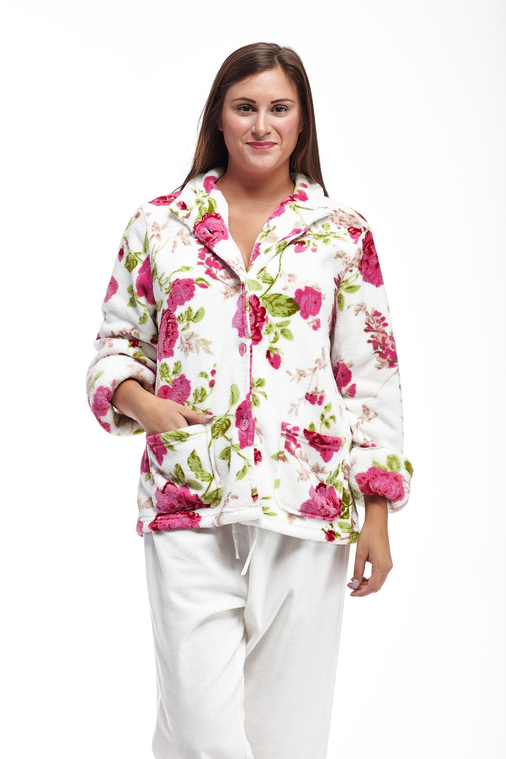 Chaqueta de cama de talla grande de forro polar floral