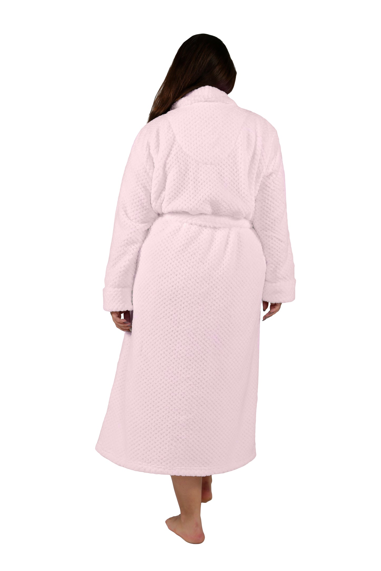 La Cera Textured Full Length Fleece Bath Robe - Plus Size - La Cera