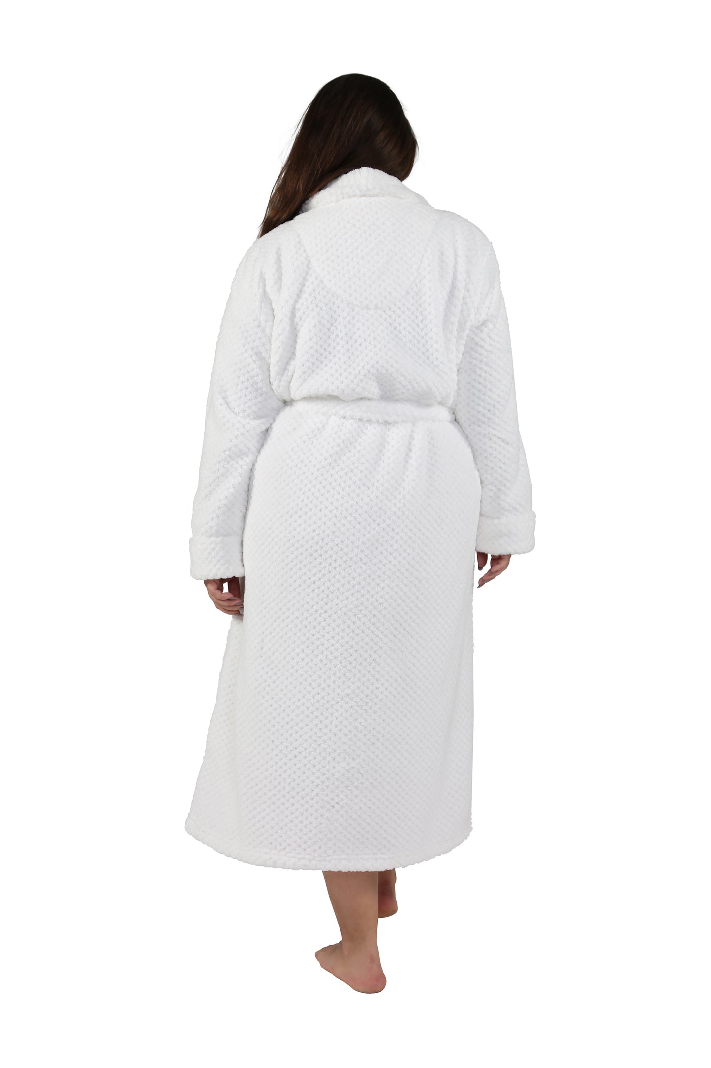 La Cera Textured Full Length Fleece Bath Robe - Plus Size - La Cera