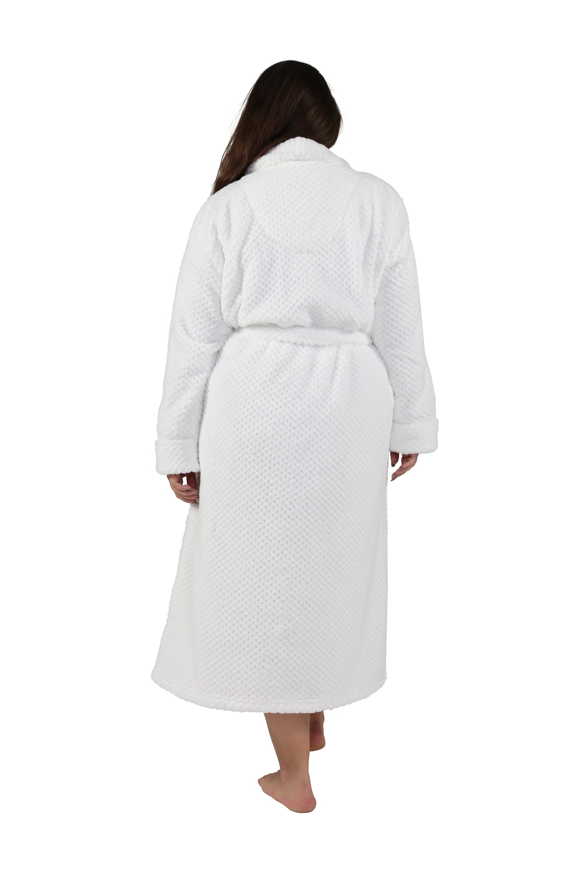 La Cera Textured Full Length Fleece Bath Robe - Plus Size - La Cera
