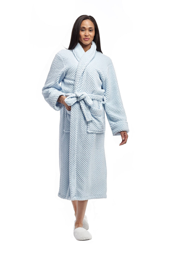 La Cera Textured Full Length Bath Robe - La Cera