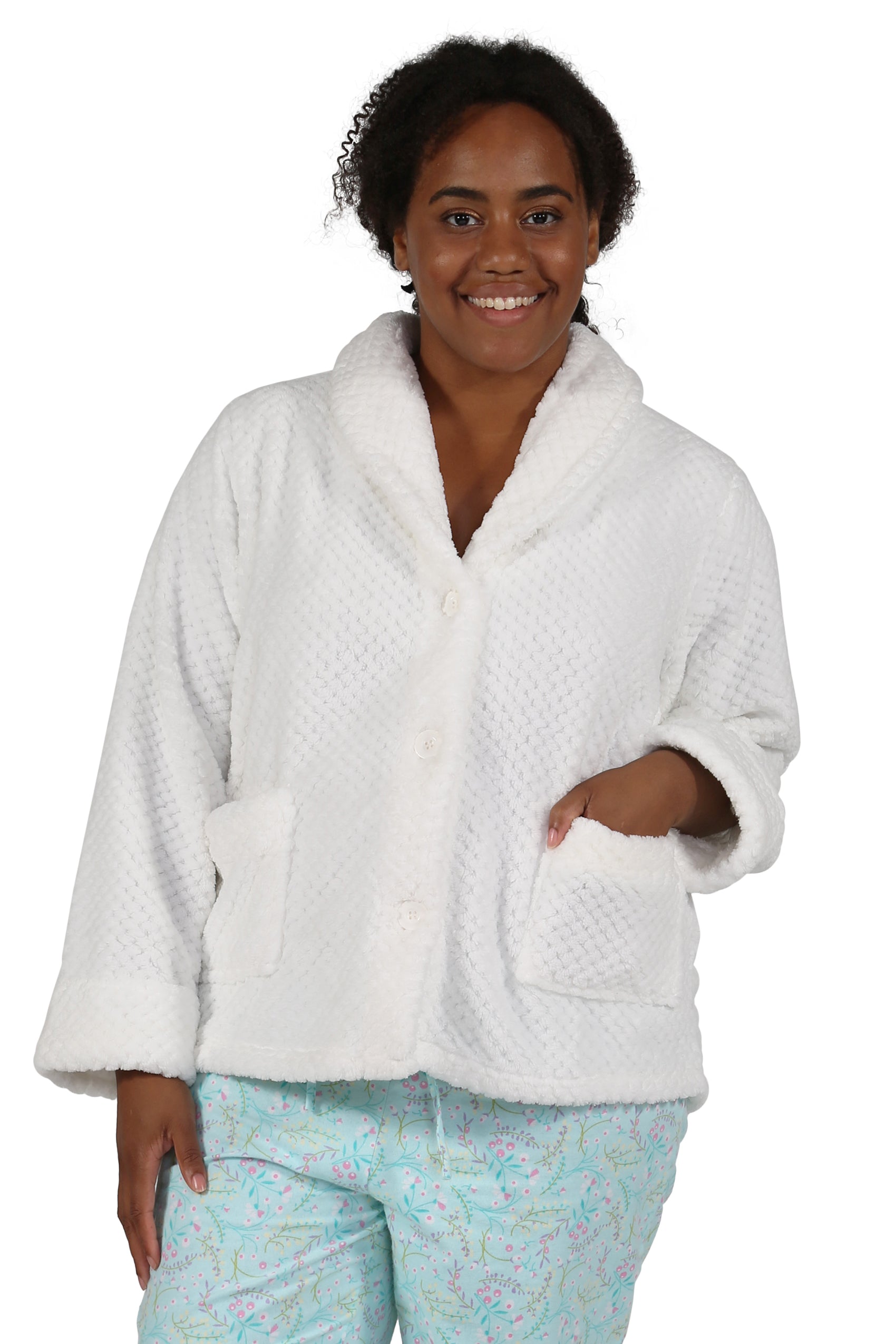 Plus Size Honeycomb Fleece Bed Jacket – La Cera™