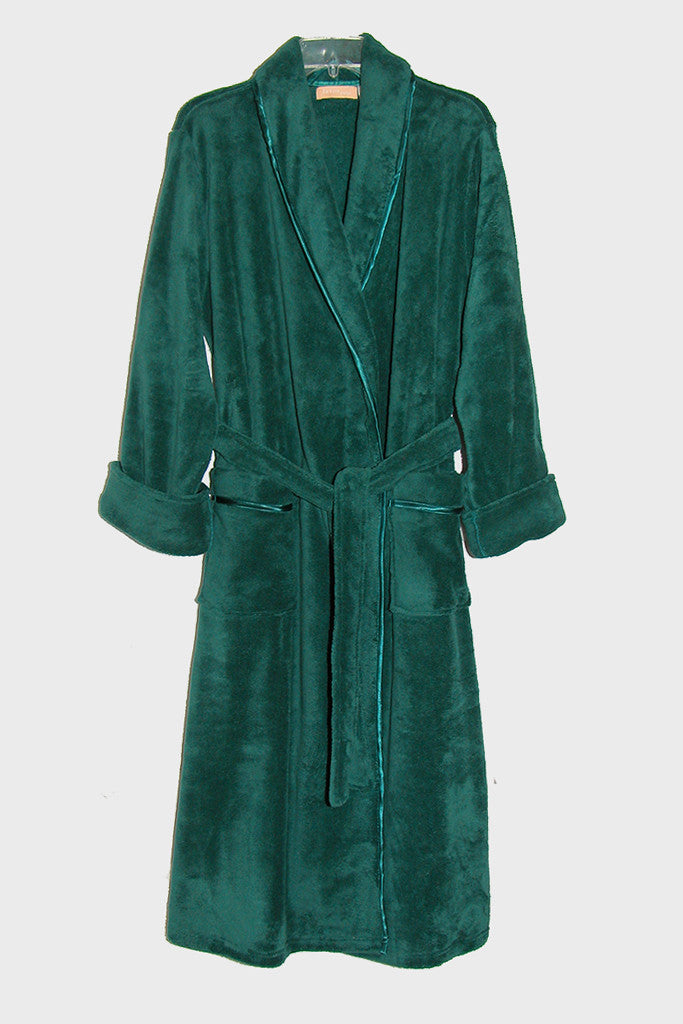 La Cera Satin Trimmed Long Robe - La Cera - 2