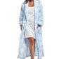 La Cera Floral Fleece Bathrobe with Belt - La Cera