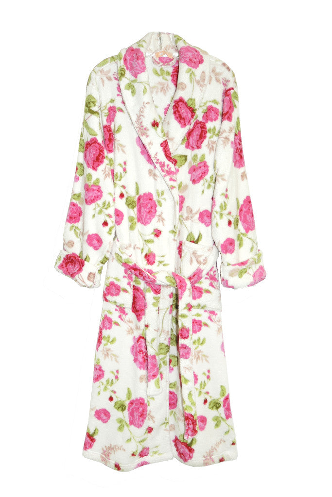 La Cera Floral Plush Bath Robe - La Cera - 3