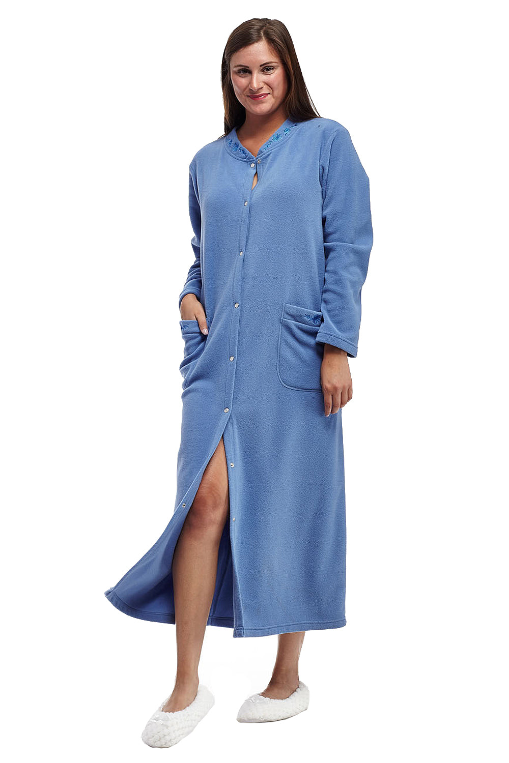 Polyester Plus Snap Front Robe La Cera Snap Front Fleece Robe – La Cera™
