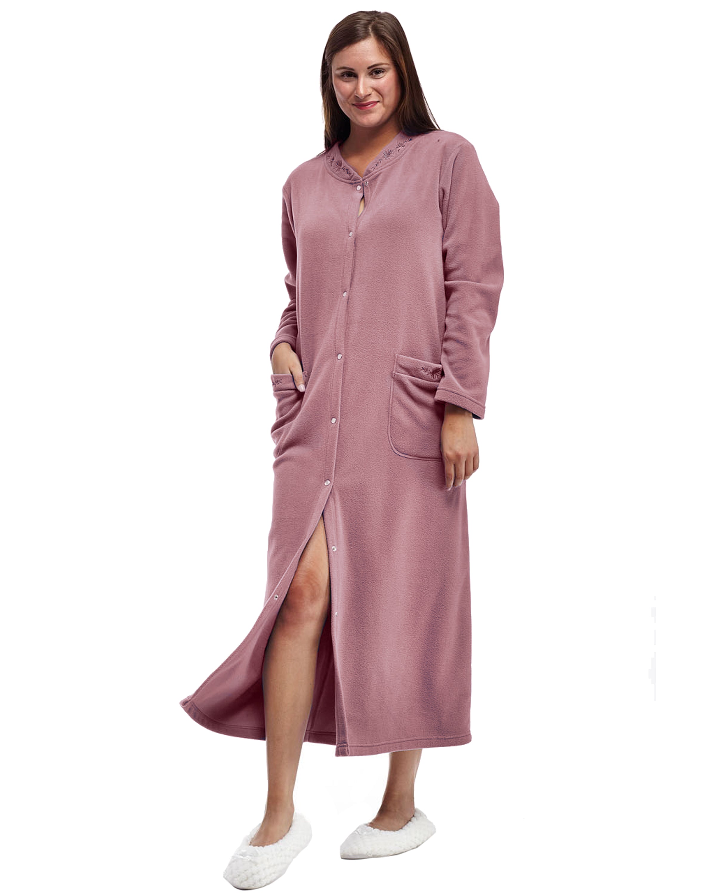 La Cera Snap Front Fleece Robe – La Cera™