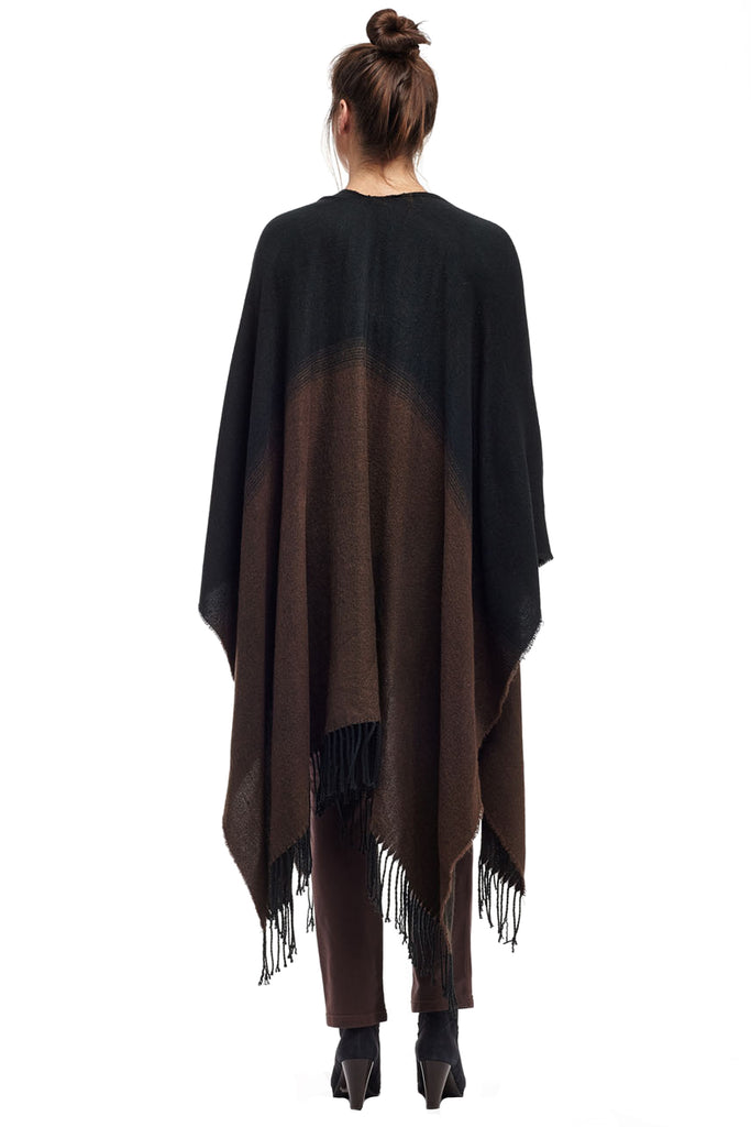 La Cera Ombre Split Poncho Shawl - La Cera